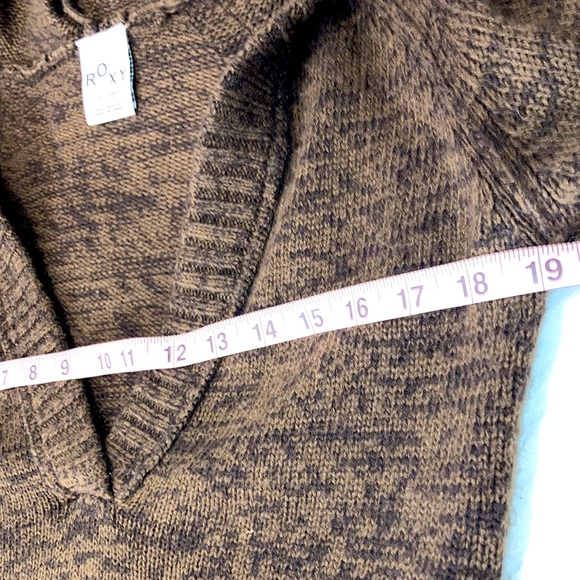Roxy Brown Hooded V Neck Sweater Size Large - Picture 7 of 10